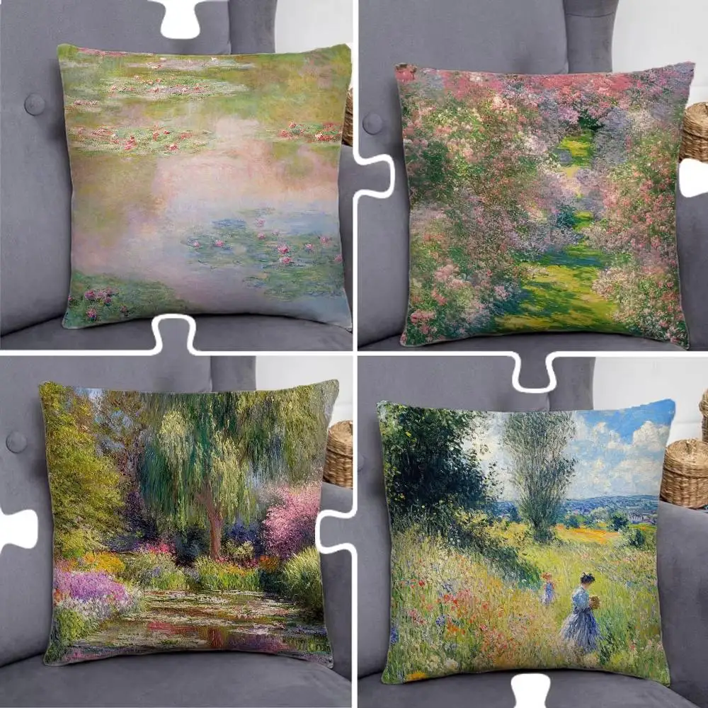 C-Claude Art M-Monet Creative patterned pillowcases for interior decoration office living room home