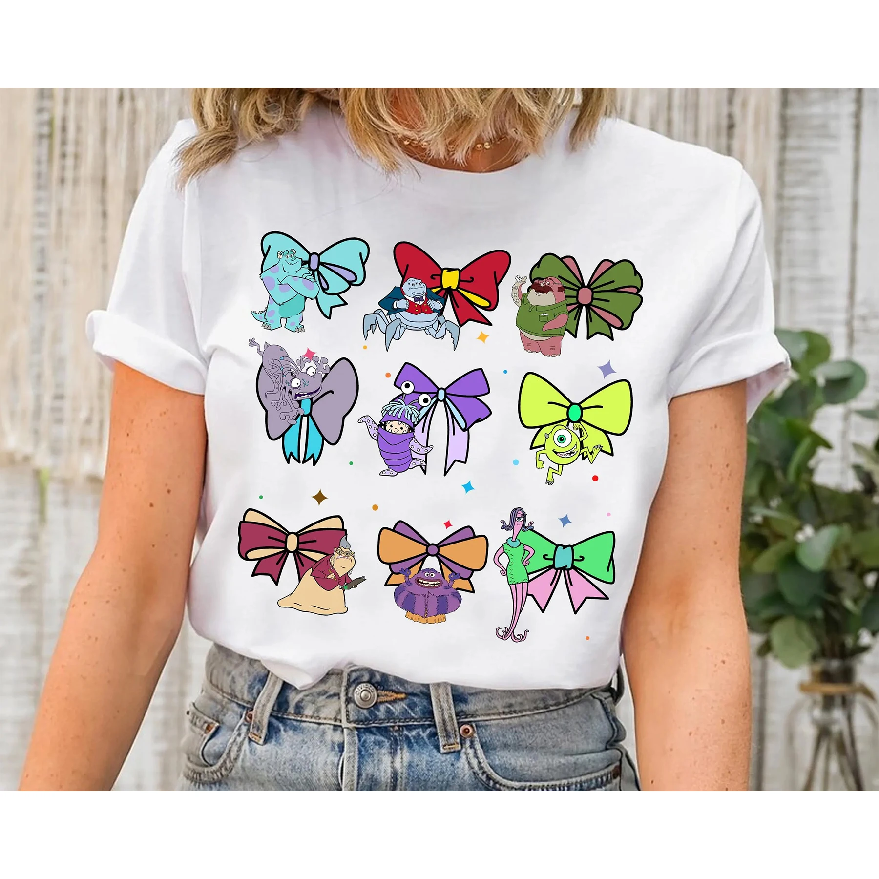 

Retro printed cotton T-shirt Sully Mike Boo Monster University short sleeved Disneyland Girls Trip Casual Clothing top