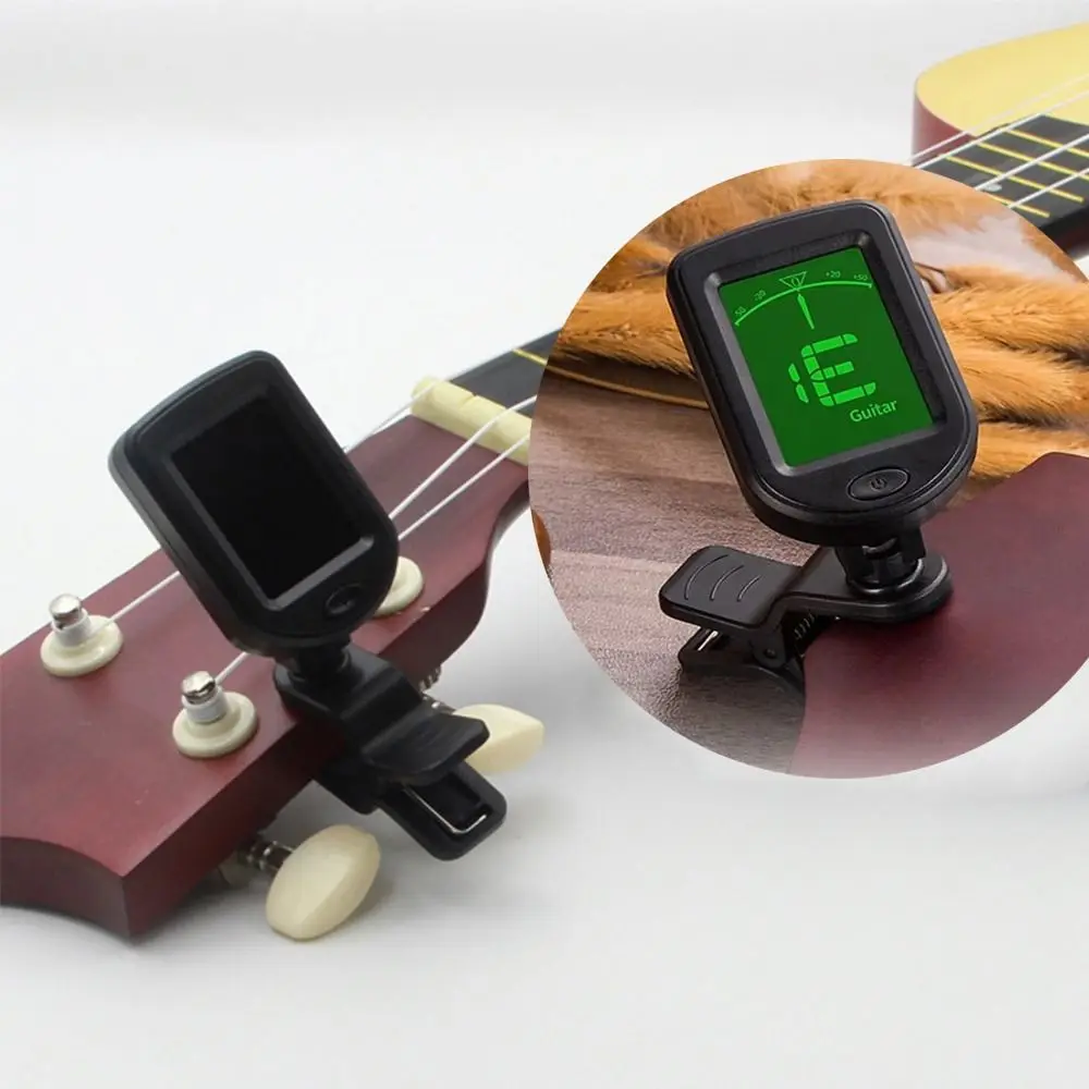 Clip on Mini Guitar Tuner LCD Display Mini Clip-on Tuner for Guitar Classical Black Rechargeable String Instruments Tuner
