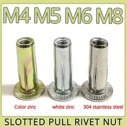 M4 M5 M6 M8 304 Stainless Steel Petal Rivets Cap Slotted Pull Rivet Nut Color Zinc Plating Folding Screw Fixed Car License Plate