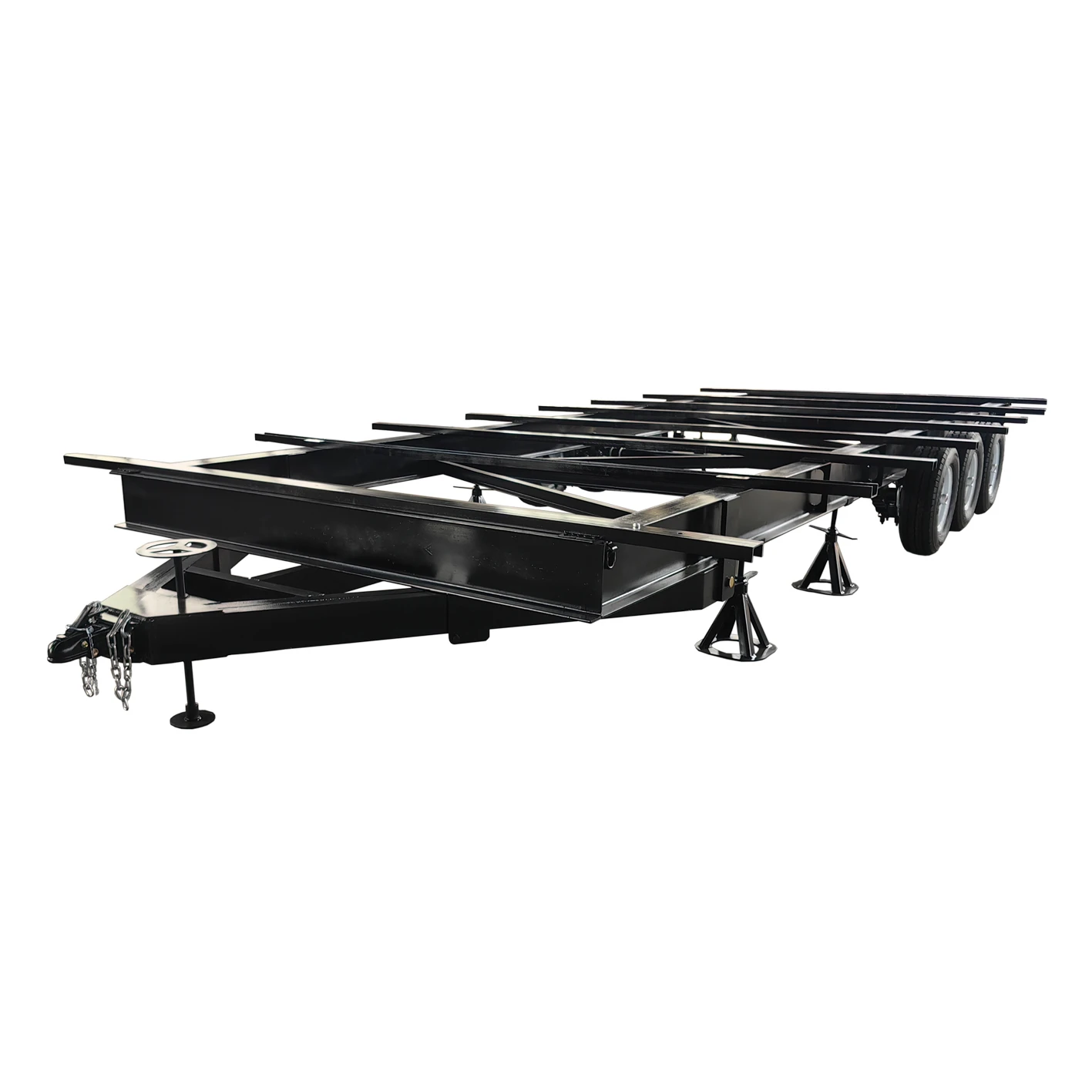 （Factory Direct Sale）Truck Container Frame House Base Trailer Chassis Heavy Duty Max OEM Steel Truck Trailer 8 Cars Semi