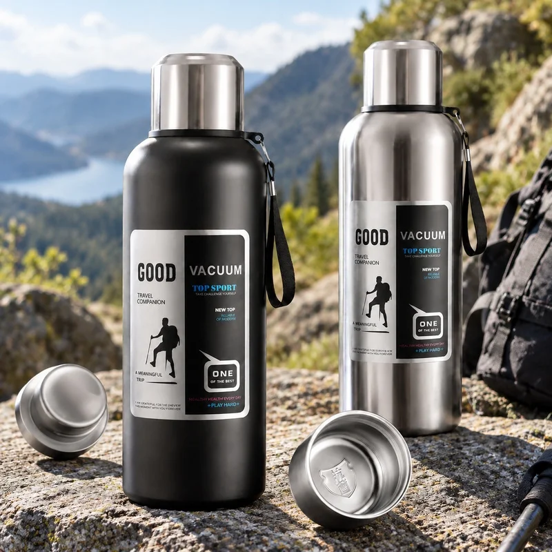 Double-Walled Stainless Steel Thermal Flask with Large Volume for Hot and Cold Beverages