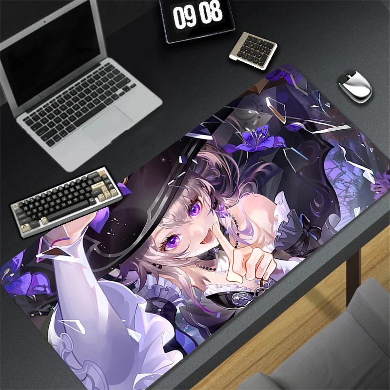 

Mouse Pad PC Kawaii Gaming Accessories Keyboard Pad Laptop Purple Honkai Star Rail Cute Desk Mat Anime Girl Herta Gamer Mousepad