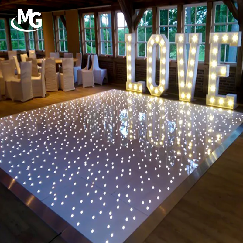 White Full Color Interactive Flashing Portable LED Starlit Wedding Dance Floor