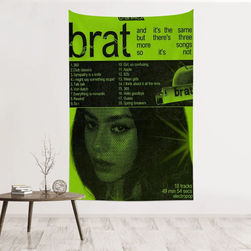 Brat Music Album C-Charli Singer Xcx Tapestry Room Decor Wall Cloth Party Hanging Background Room Decor Baby Room