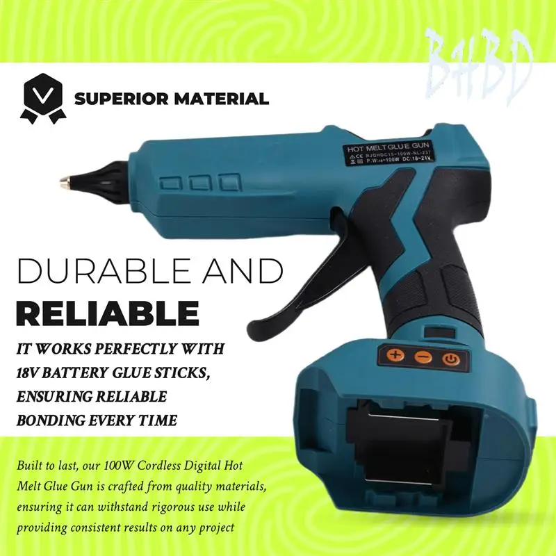 

BHBD-100W Cordless Hot Melt Glue Gun Formakita 18V Battery Glue Sticks DIY Repair Tool