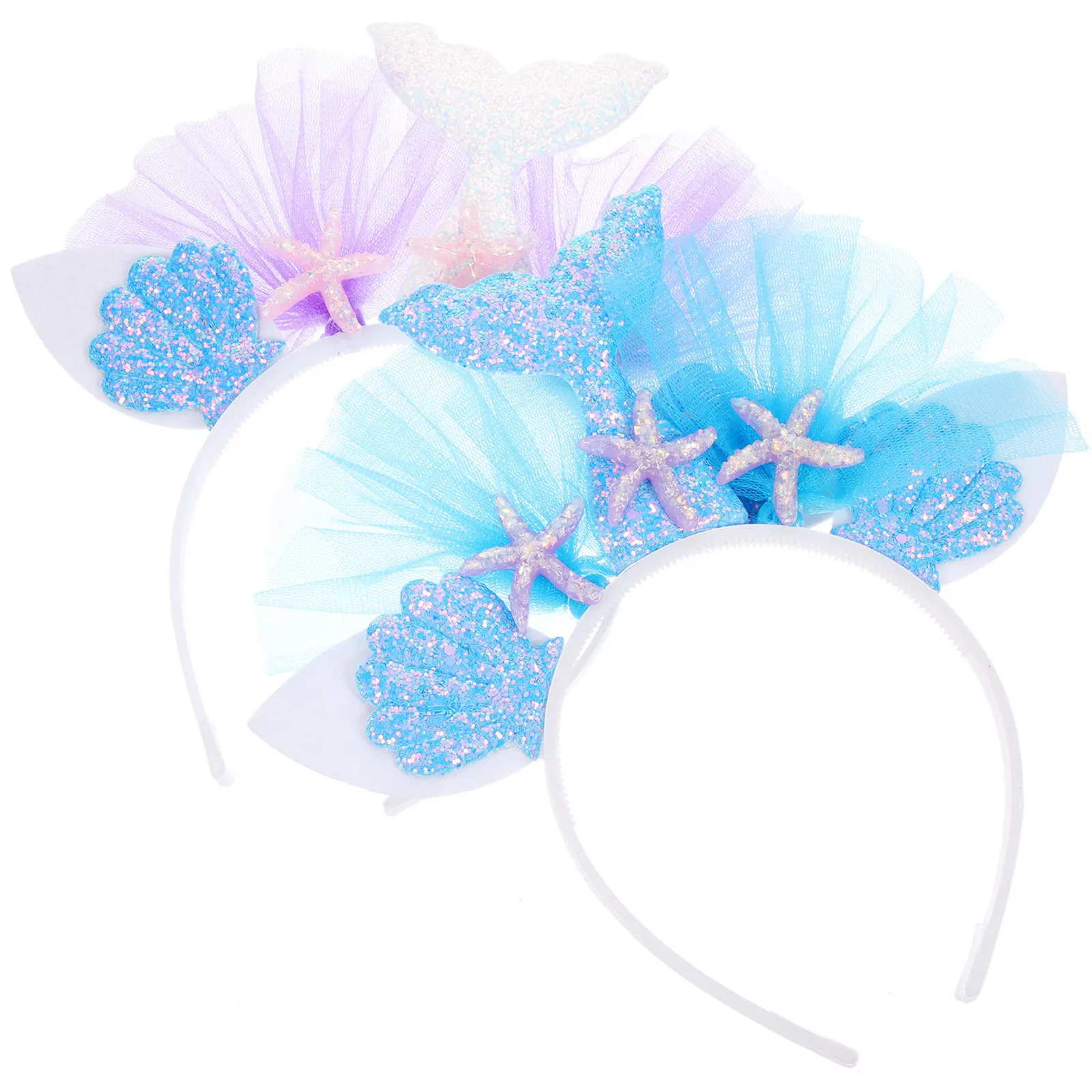 

2Pcs Colorful Pearl Hairband Mermaid Tail Shell Hairband Halloween Masquerade Party Hair Accessories Mermaid Hair Accessories