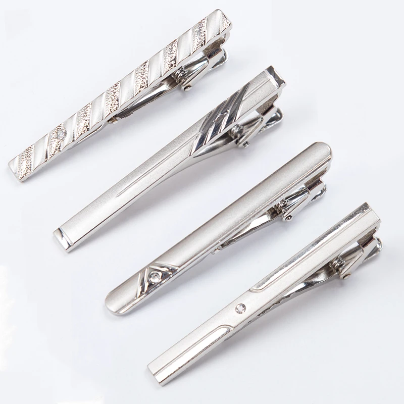 Men Metal Silver Color Tie Clip For Wedding gifts Necktie Clasp Clip Gentleman Ties Bar Crystal Tie Pin For Men's Accessories