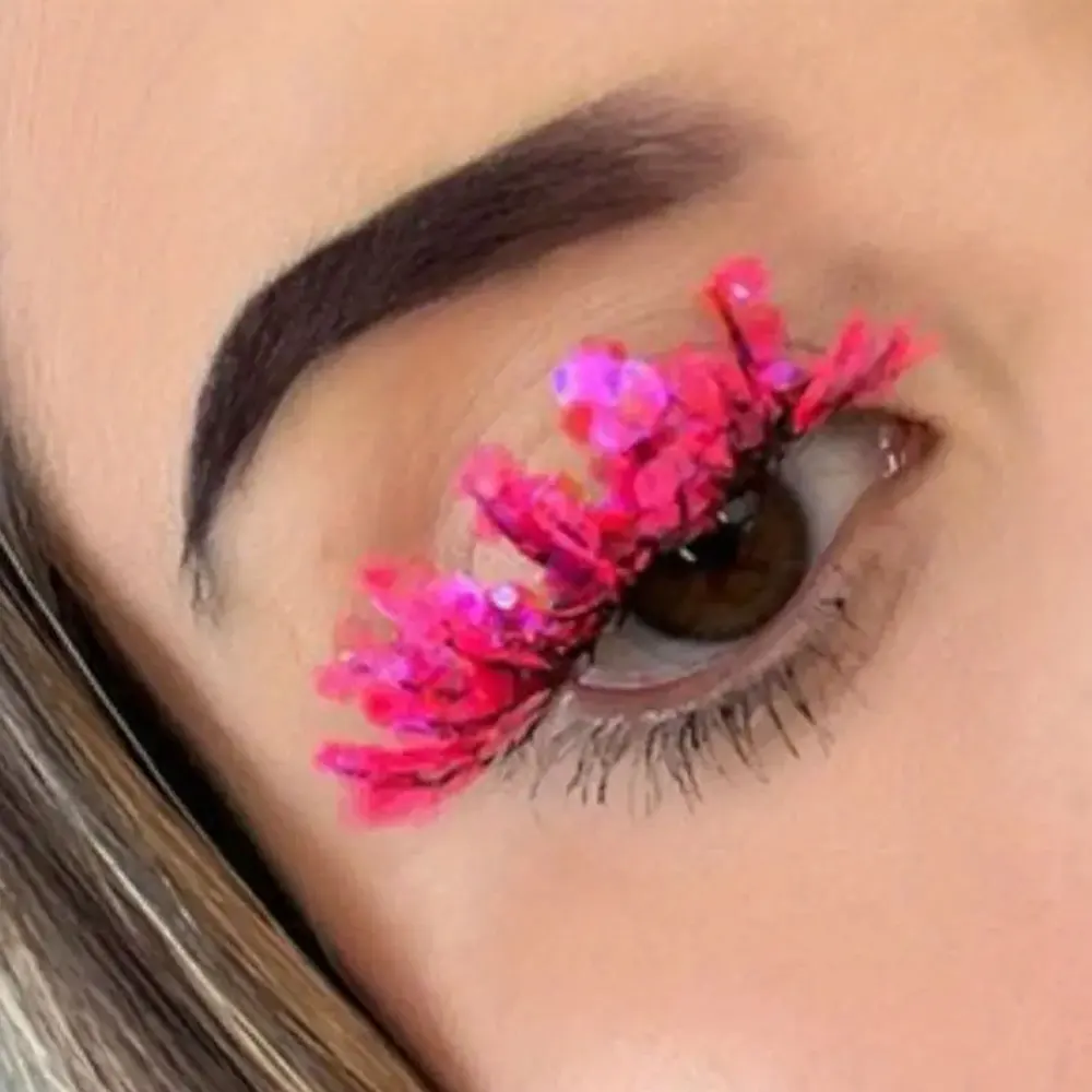 1 paar Halloween-stijl Dromerige pailletten Glitter valse wimpers Hele strip Pluizige DIY-wimpers Cosplay Stage Oogmake-up