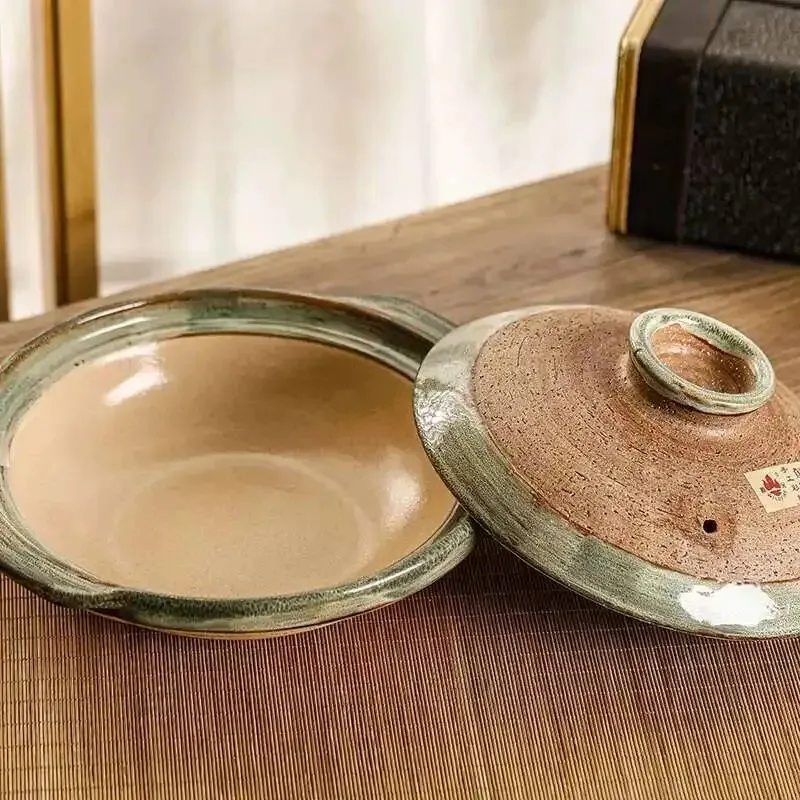 

Japanese Clay Casserole Stew Pot Domestic Gas Casserole Soup Pot Open Fire Shallow Pot Ceramic Rice Cooking Marmite Cookware