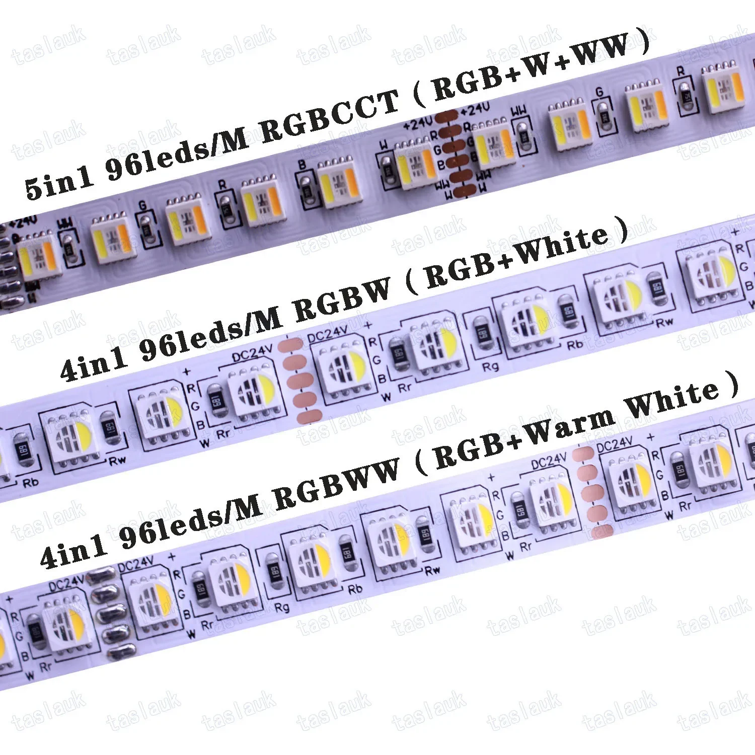 12MM PCB RGBCCT RGBWW 5 IN 1 4 IN 1LED Strip 5050 DC12V/ 24V Flexible Light RGB+White+Warm White 60 96 120 LEDS/m