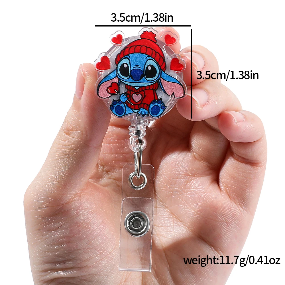 Disney Cute Stitch Acrylic Badge Scroll for ID Card, Student Doctor Nurse Gift, Office Use with Scalable Accessory