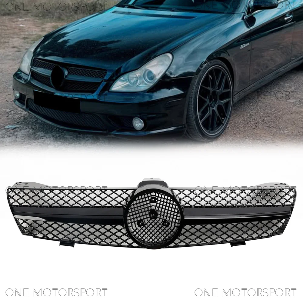 Glossy Black Front Bumper Grille For Mercedes Benz CLS-Class W219 2005-08 CLS500 CLS550 CLS55 CLS63 Racing Grille Bumper Grille