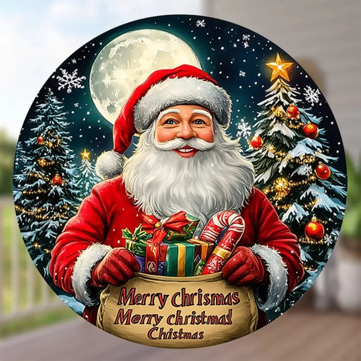 1 قطعة علامة عيد ميلاد سعيد عتيقة -2D تصميم سانتا الكلاسيكي ، ديكور جدار المنزل في نادي مقهى النوم ، هدية مثالية لتزيين الغرفة