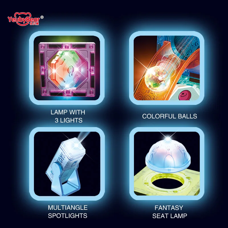 Kinder Lernspielzeug Magnetische Bausteine Magnetische Fliesen mit Licht Magnetische Blöcke Intelligentes Spielzeug Magnetische Marmorspiele F