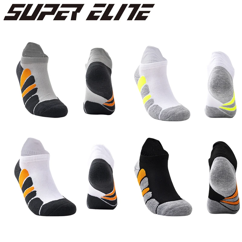 2024 Spring/Summer New Boat Socks Men's Short Tube Towel Bottom Outdoor Sports Sweat-absorbing Basketball Running Socks