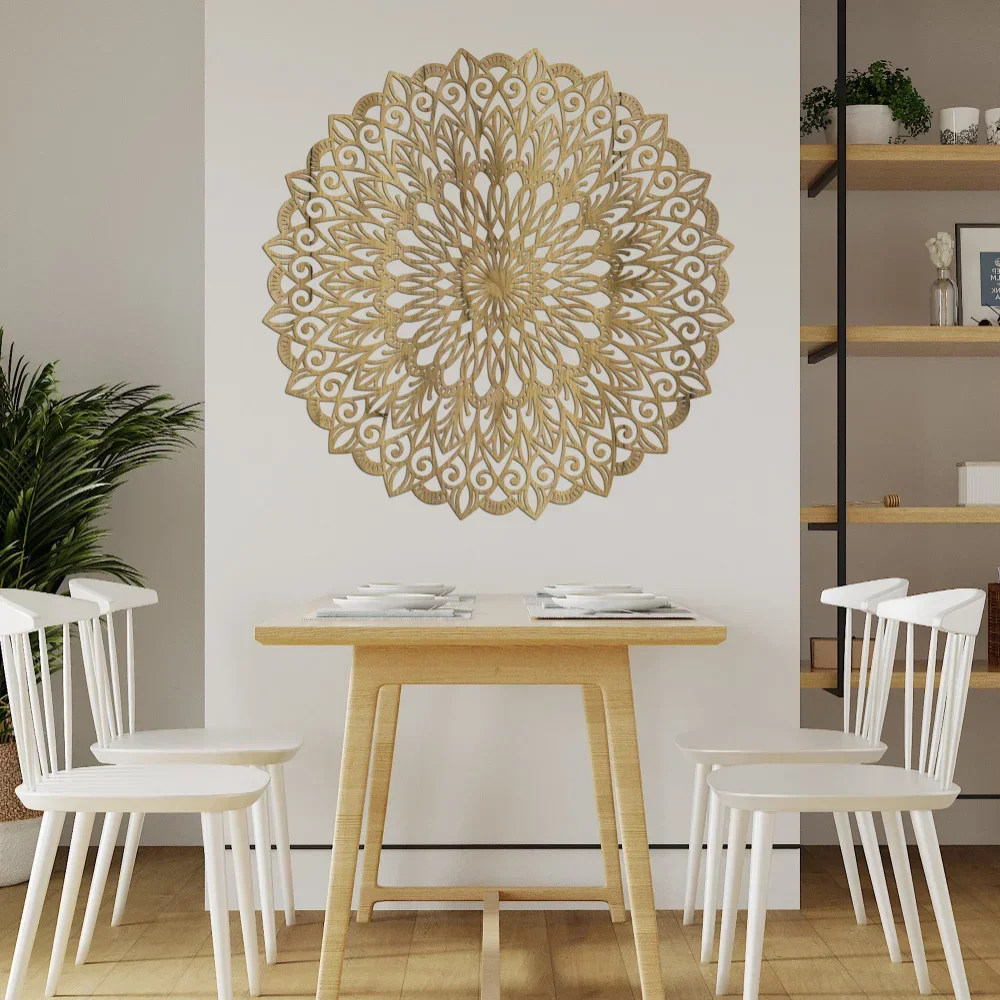 1 szt. Eleganckie produkty metalowe Mandala - zrób swoje unikalne wnętrze z metalową mandalą. Elegancki, grafika ścienna, kwiat, metalowy panel ścienny. — zdjęcie 6