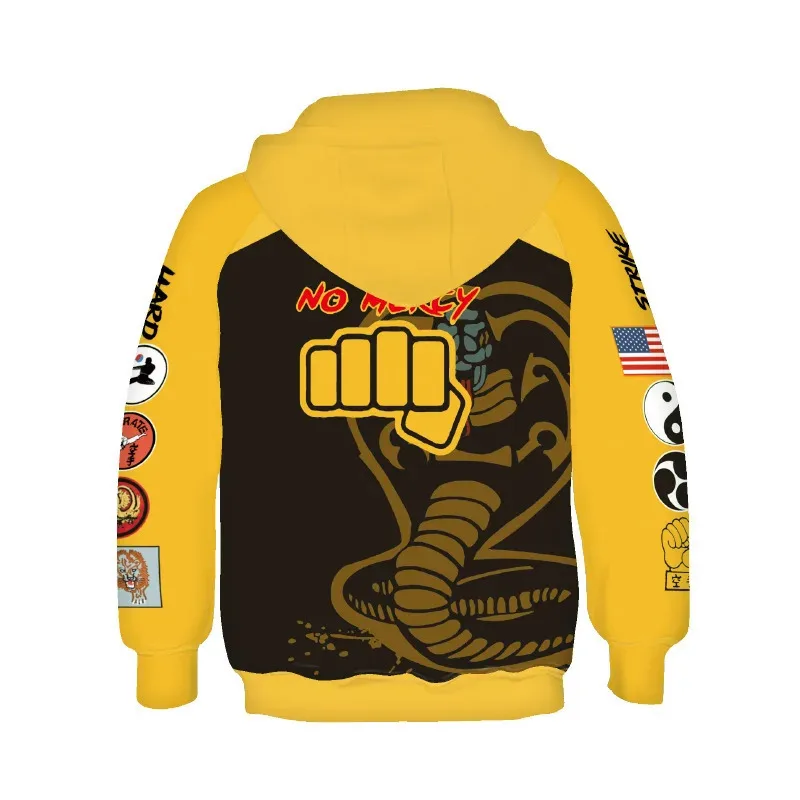 Anime KOF Cobra Kai Felpa con cappuccio Costume Cosplay Taekwondo Karate Bambini Giacca per adulti Felpa con cappuccio con cerniera Felpa Uomo Donna Cappotto sportivo