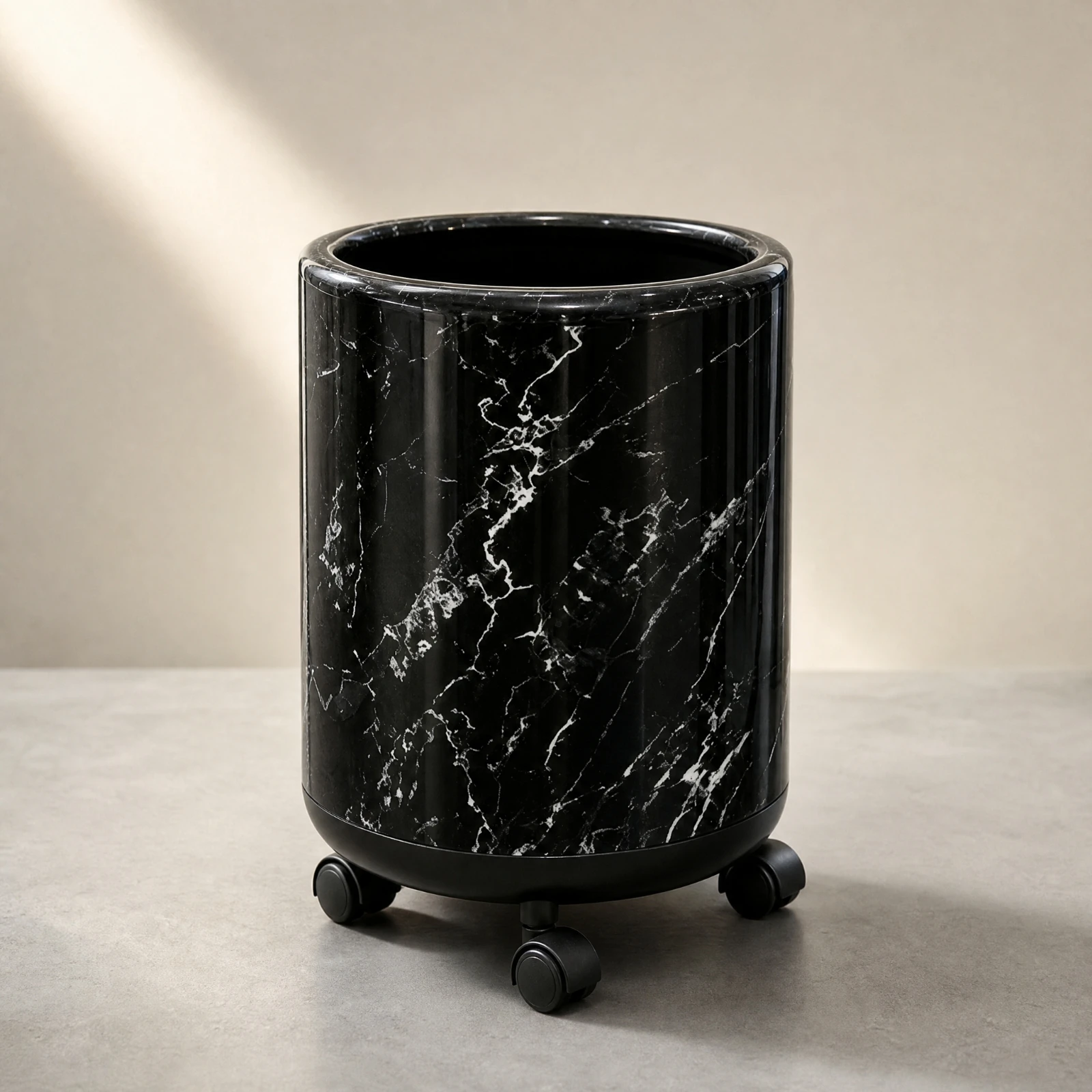 18 L Marble-Look Waste Bin Easy to Clean Doublecompartment Open-Top Trash Can PP Plastic Household Trash Bin Sturdy for Office