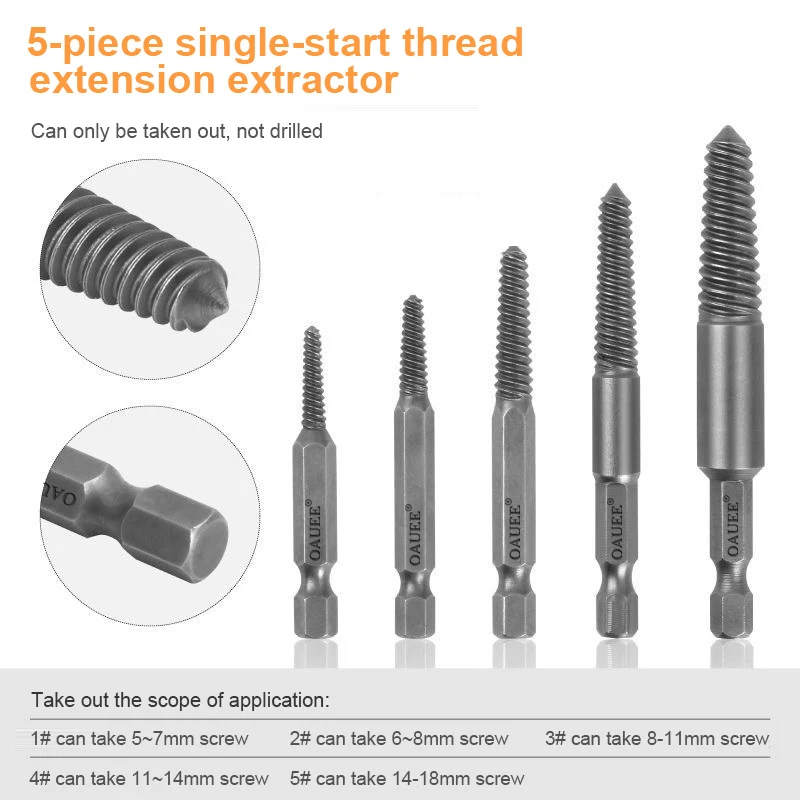 3/5pcs Hex Screw Extractor Broken Damaged Screws Set Drill Bit Broken Screws  Extractor Easy Out Bolt Removal Woodworking Tools