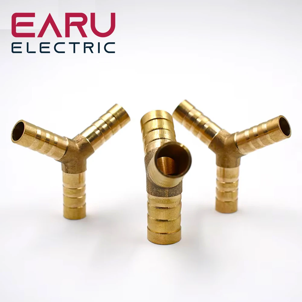 6-12mm BRASS Y type Hose Joiner Piece 3 WAY Fuel Water Air Pipe TEE CONNECTOR Pneumatic Connect Plug Socket for Air Gas Oil
