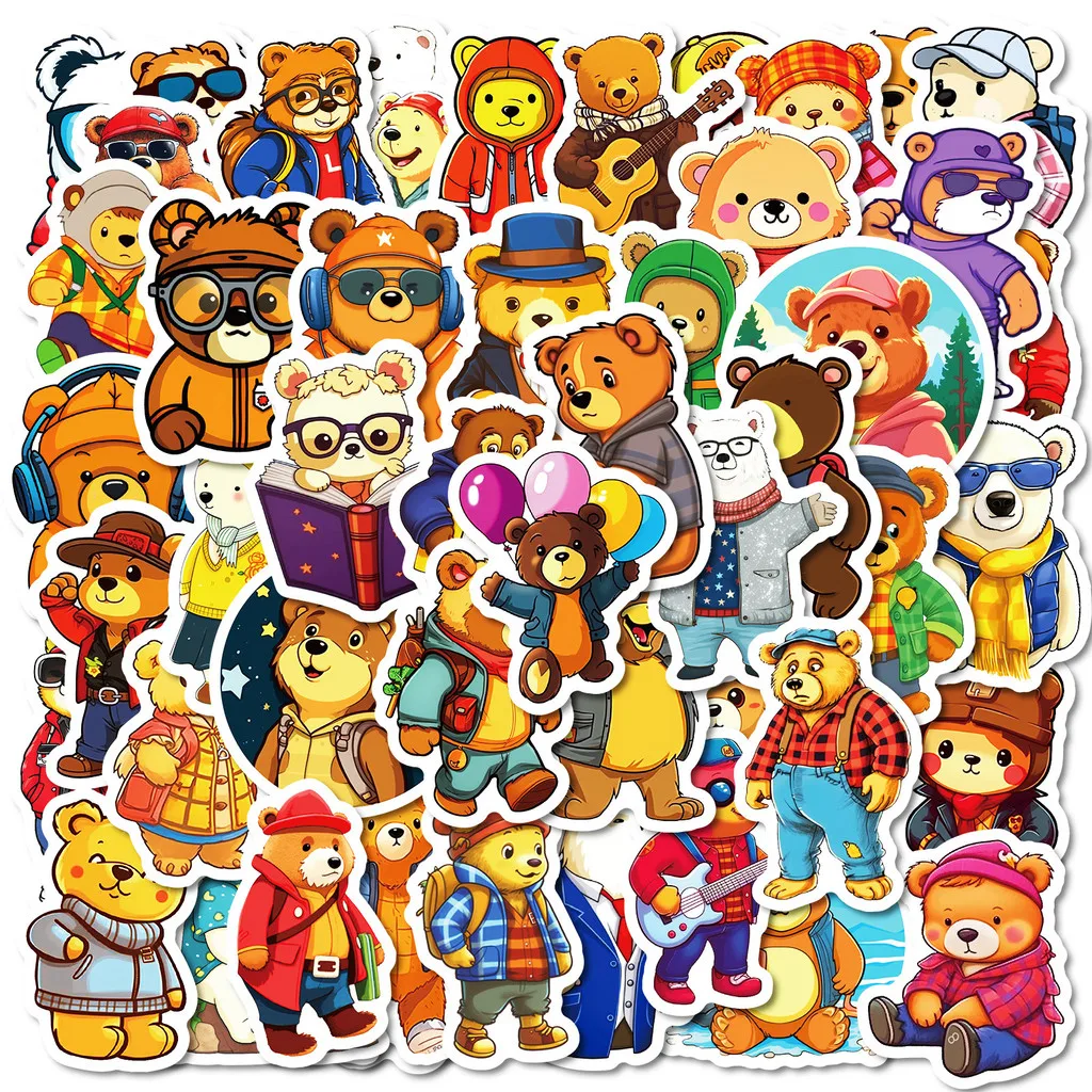 50 قطعة الكرتون لطيف مرسومة باليد الوقواق الدببة الكتابة على الجدران ملصقات للدراجات مقلمة الشارات BulingBuling ملصقات مخزن