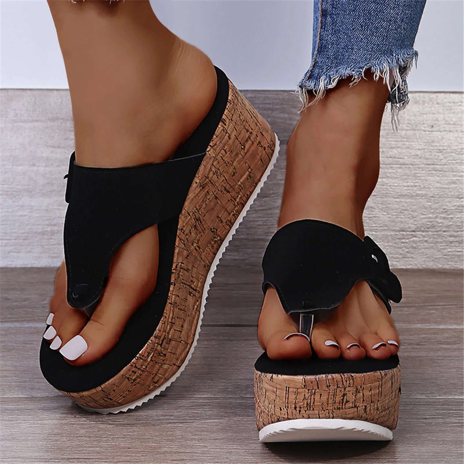 

Women Slippers Summer Flip Flops Female Wedge Platform Sandals 2024 Ladies Fashion Thick Bottom Casual Basic Solid Fashion Shoes