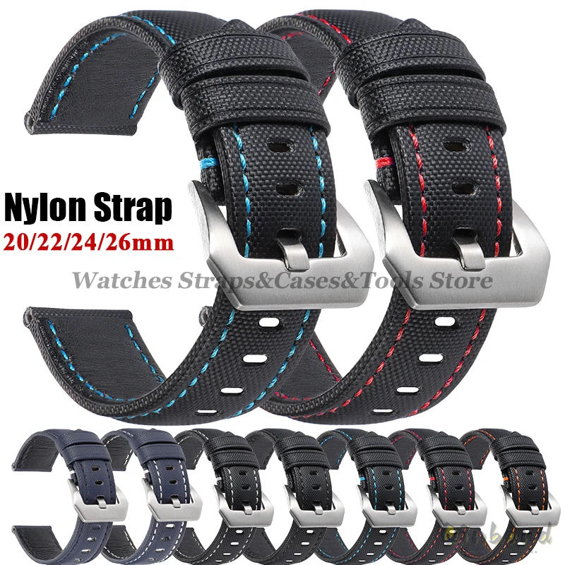 20mm 22mm 24mm 24mm Sailcloth Nylon Watchband for Panerai for Omega for Tudor Men's Women Canvas Fabric Watch Strap Accessories