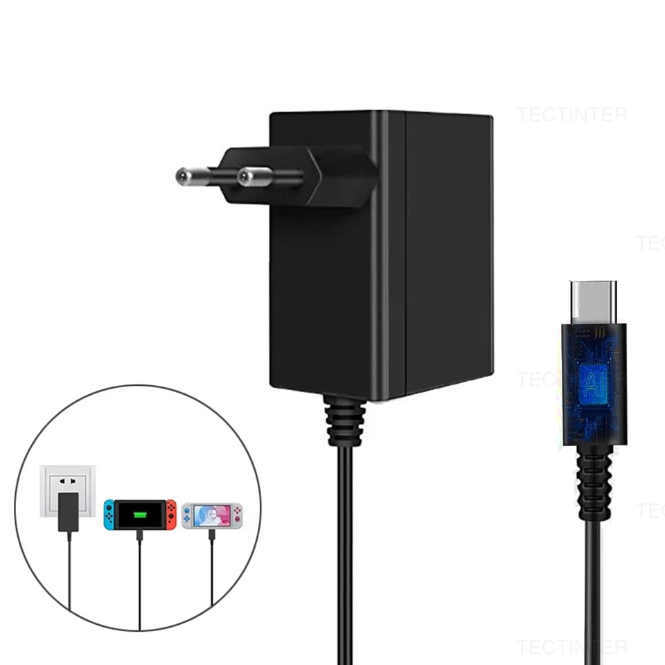 ACアダプター充電器,EUおよびUSプラグ付き,Nintendo Switch用