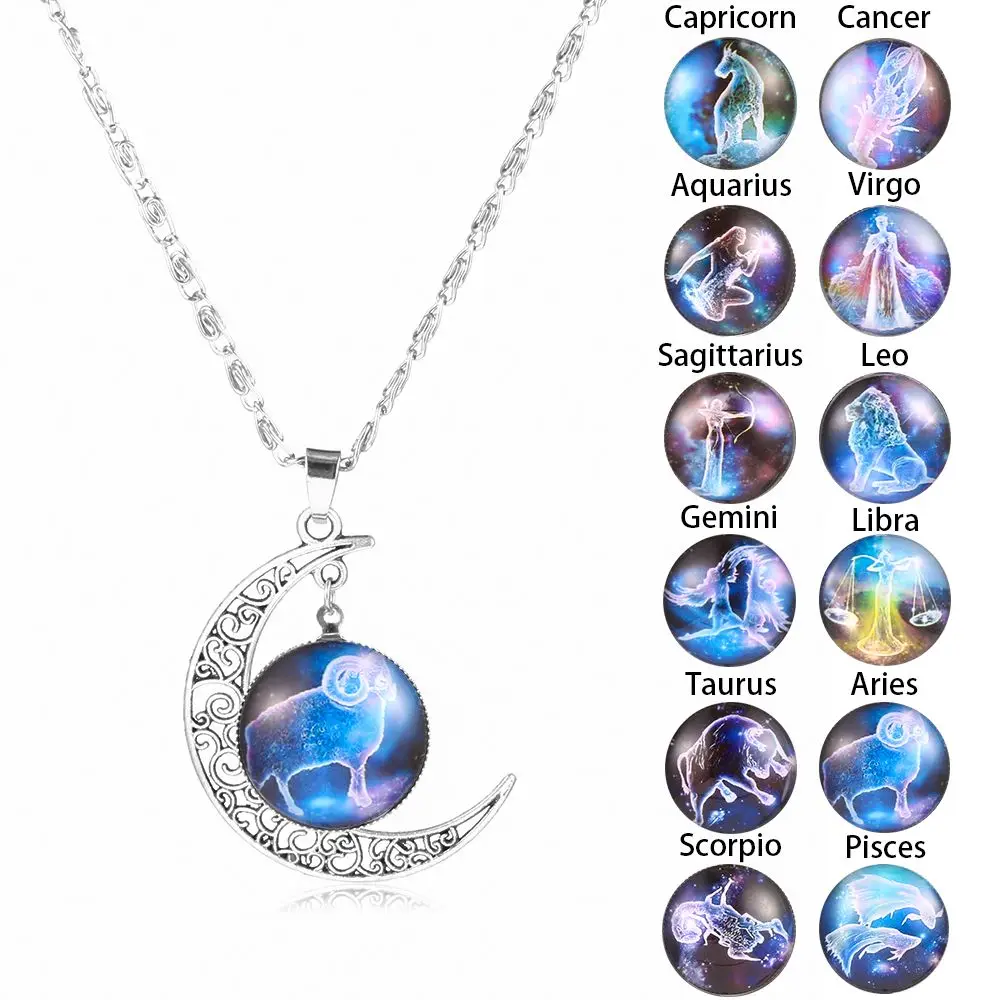 Women Men Best Birthday Gift Fashion Horoscope Astrology  Leo Libra Scorpio Sagittarius Zodiac Pendant Constellation Necklace