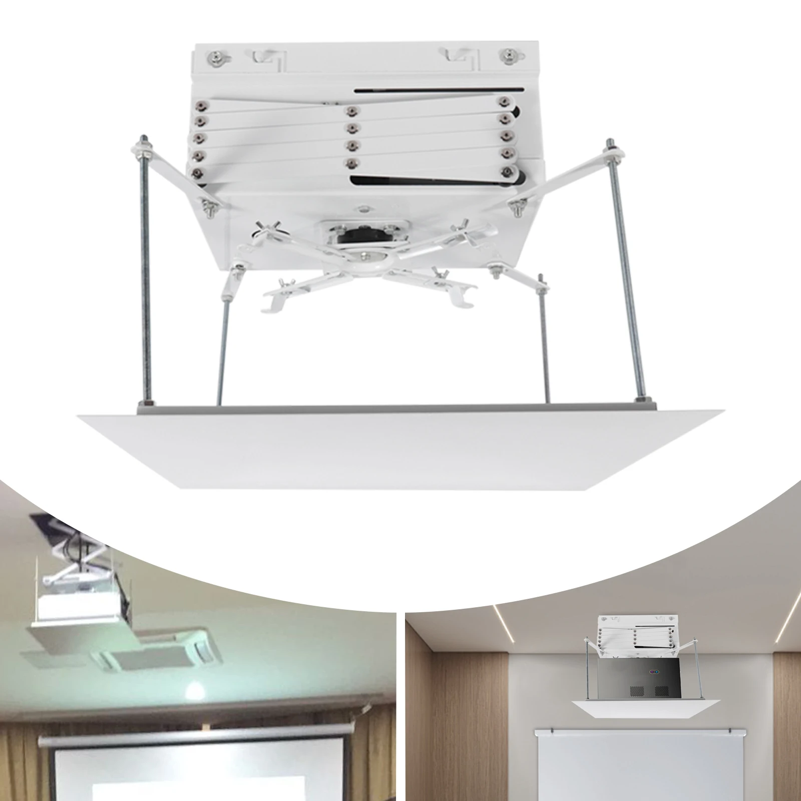 1M Projector Lift Remote Control Electric Ceiling Mount Bracket For Cinema Church Hall School