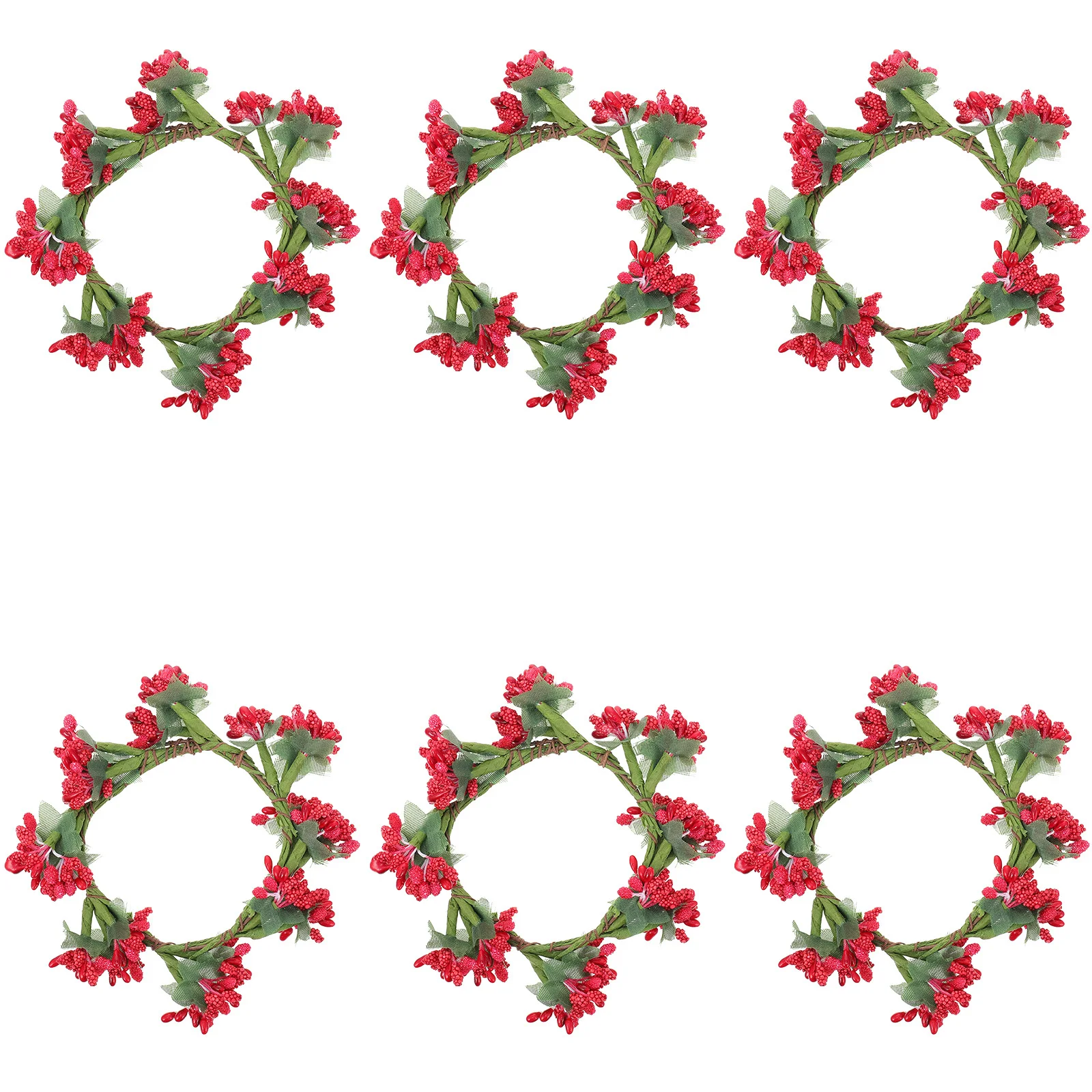 6Pcs Holder Decoration Artificial Berry Garland Wreaths Xmas Wall Pendant Festival Hanging Decor Artificial Wreath