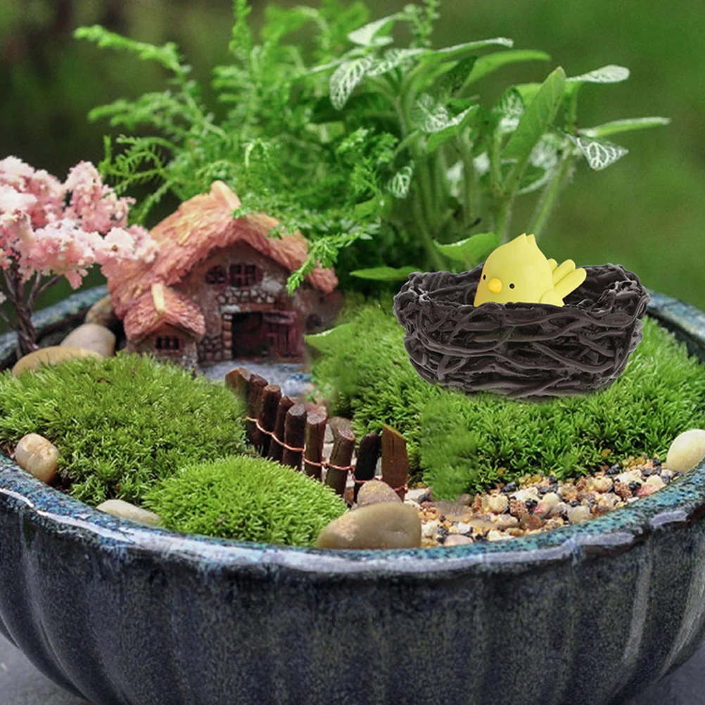 

16pcs Resin Bird Nests Mini Birdhouse Ornament Realistic Micro Landscape Decor For Bonsai Garden Diy Crafts Wedding