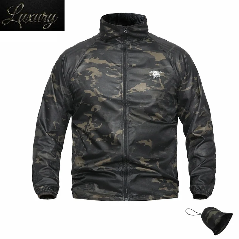 

Summer Jacket Men Bomber Camouflage Tactical Seal Skin Sunscreen Waterproof Comabt Camo Coat Outwear Windbreaker Male