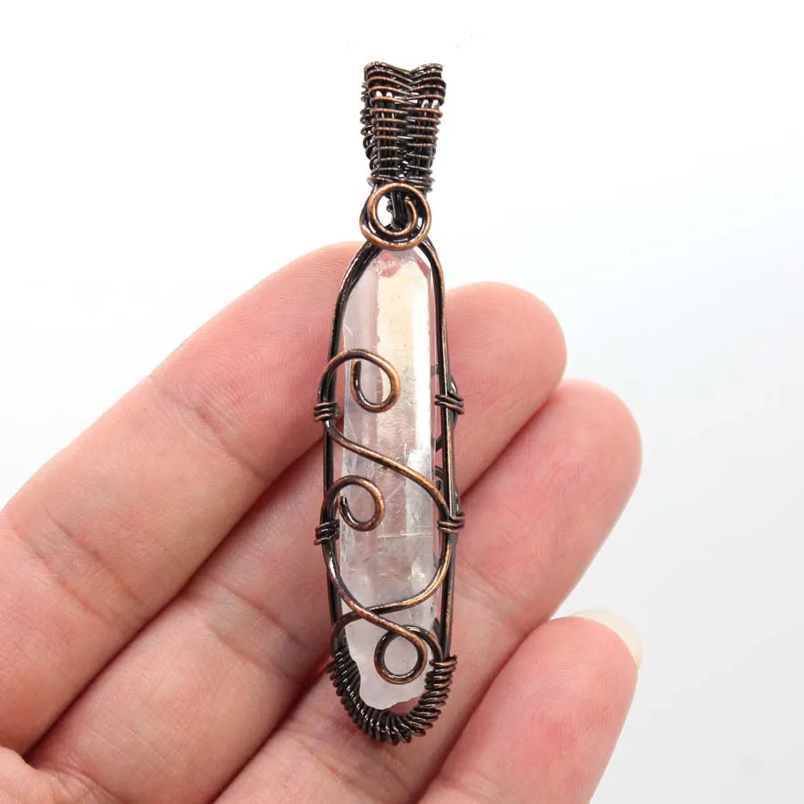 Charms Natural Healing Crystal Hexagon Stone Pendant For Women DIY Necklace Amethyst Rose Quartz Wire Wraped Choice Men Jewelry - view 5