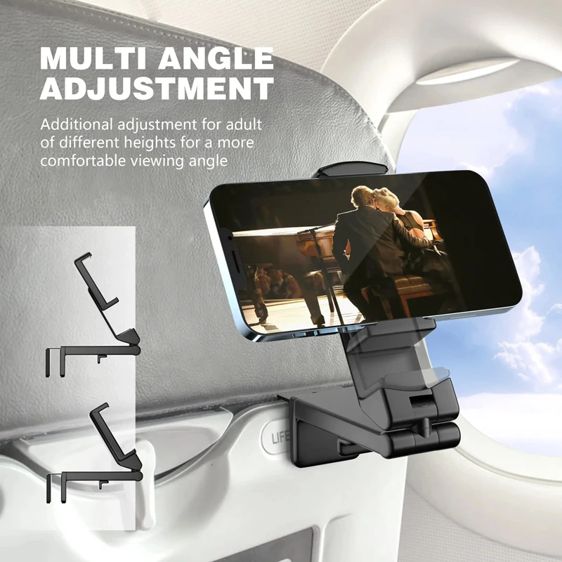 Airplane Phone Holder Stand Cell Mobile Portable Travel Mount Desk Flight Foldable Rotatable Selfie Holding Train Seat Support