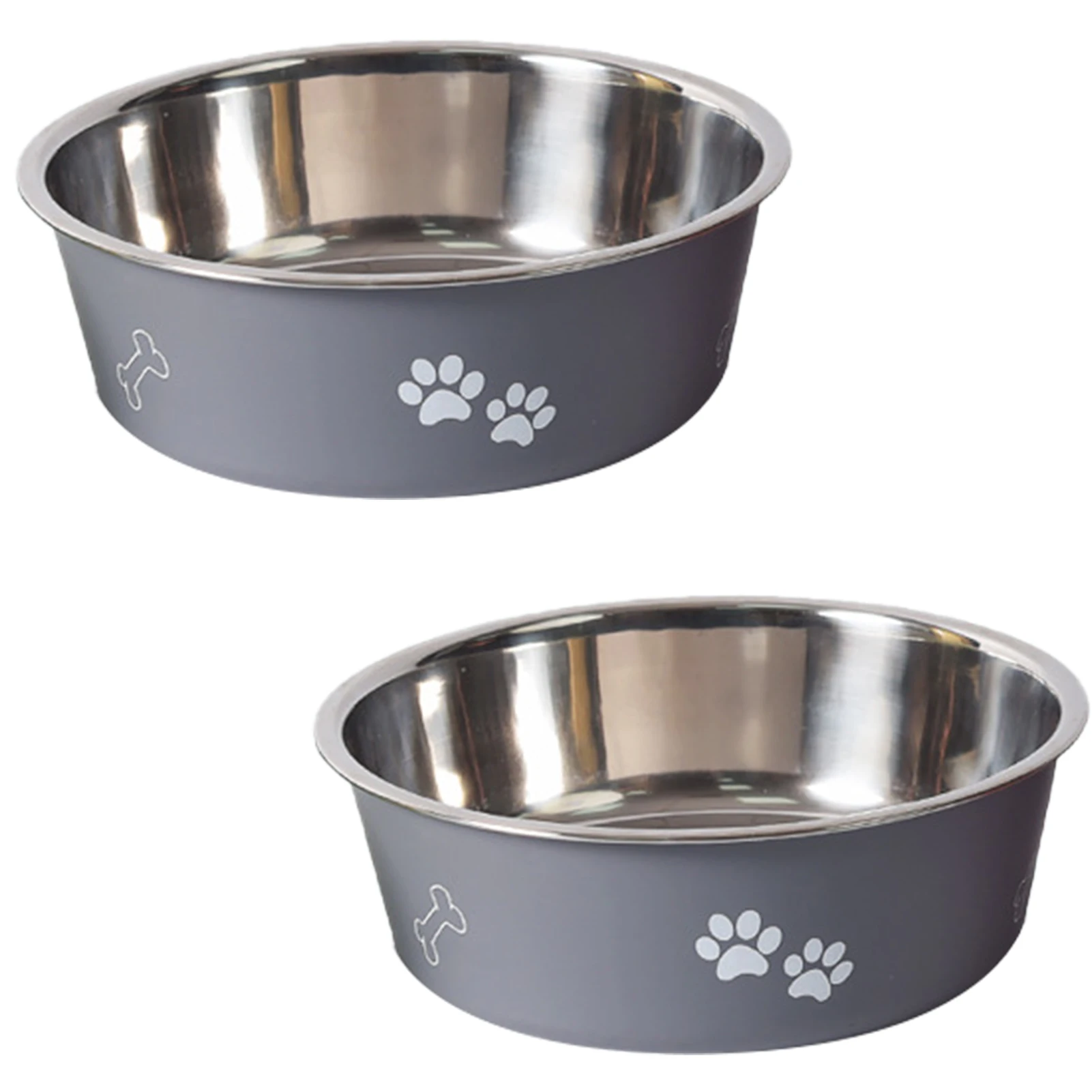 2pcs Dog Bowls Easy Clean Pet Silicone Base Home Removable Cat Feeding Water Stainless Steel Portable Food Anti Skid