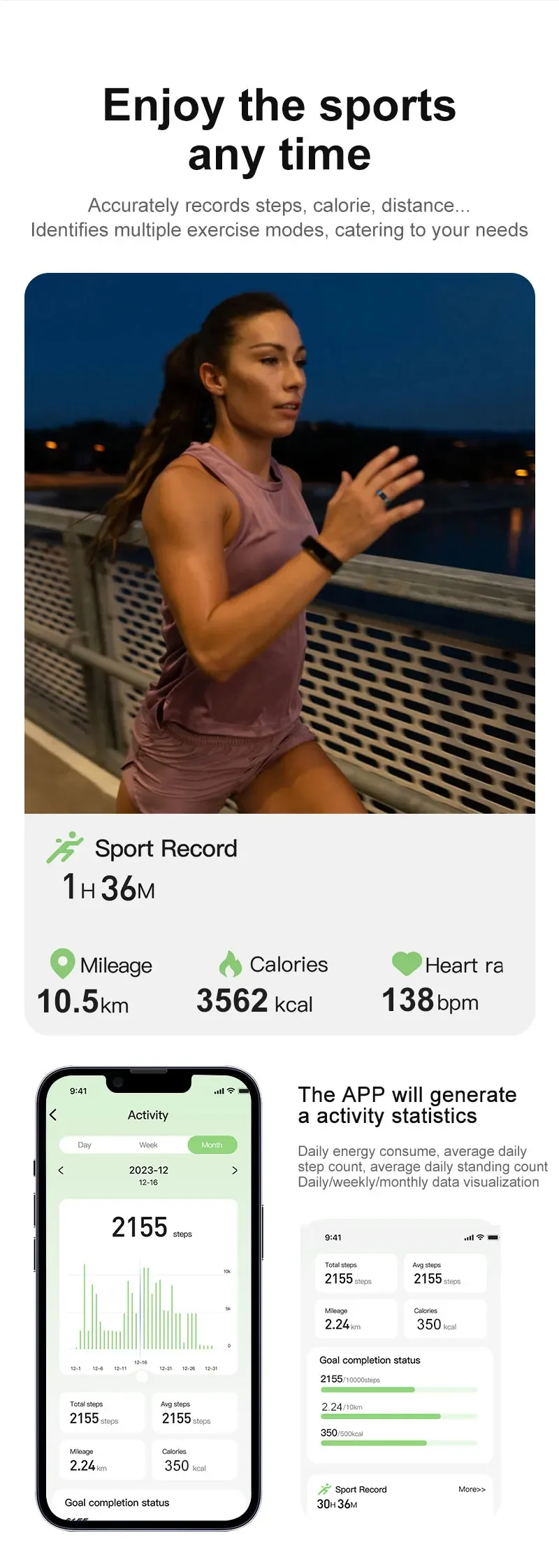 Новинка 2023 года, умное кольцо SANLEPUS, корпус из титановой стали в стиле милитари, мониторинг здоровья, IP68 и 3 атм, водонепроницаемые, мультиспортивные режимы