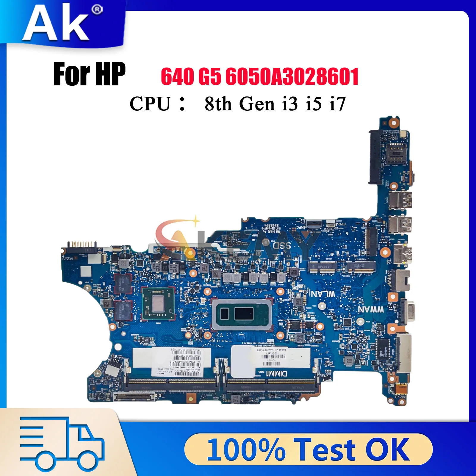 

6050A3028601 For HP ProBook 640 G5 Laptop Motherboard L58708-601 L58708-001 With i5 i7 8th CPU V2G DDR4 100% Fully Tested