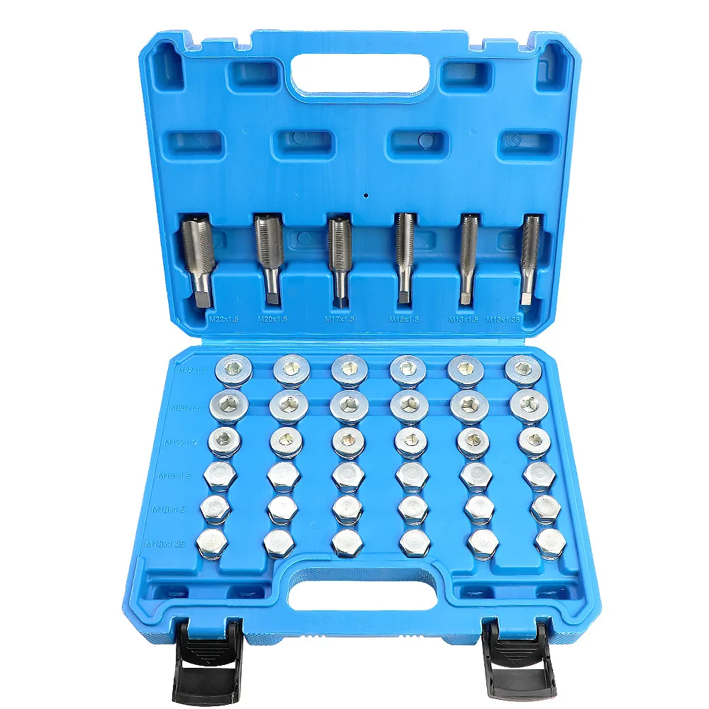 

Suitable for 114-piece oil pan oil drain screw thread repair tool Auto repair tool M13-22 Auto socket tapping