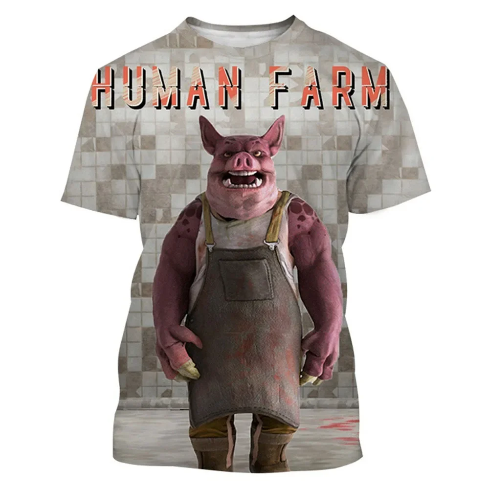 Cute and Fun Animal Pig 3D Printed  Moisture-Wicking Breathable Men's T-Shirt for Outdoor, Street, Casual, Parental Wear, Summer
