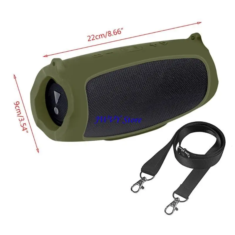 573A 1pc 충전 용 스트랩 피부 덮개가있는 케이스를위한 화려한 실리콘 보호 5 스피커