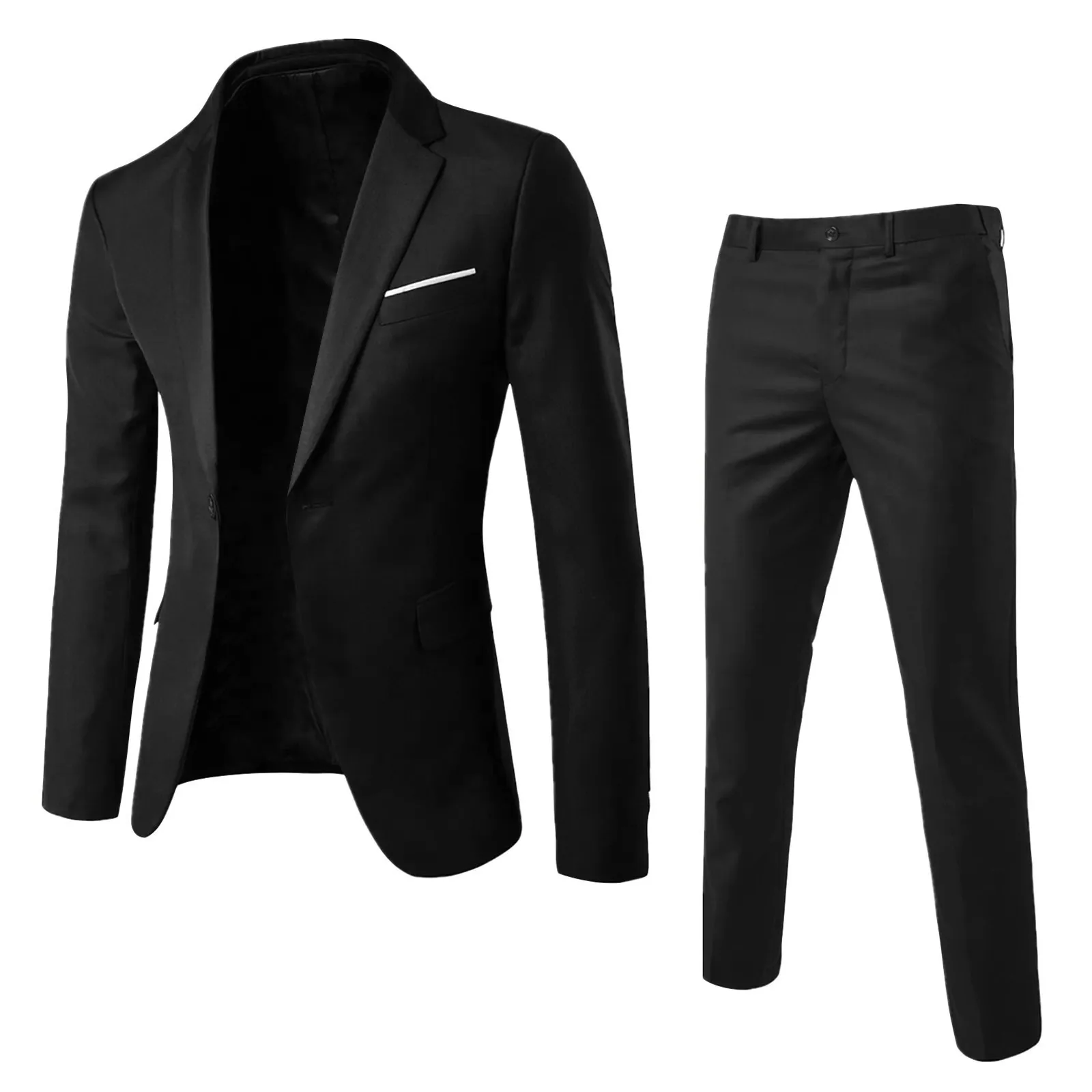 Men\'s Wedding Suit For Groom Best-Man Groomsman 2023 Pure Color Elegant Blazer Pant Set Slim Men Formal Dress Suit Clothes