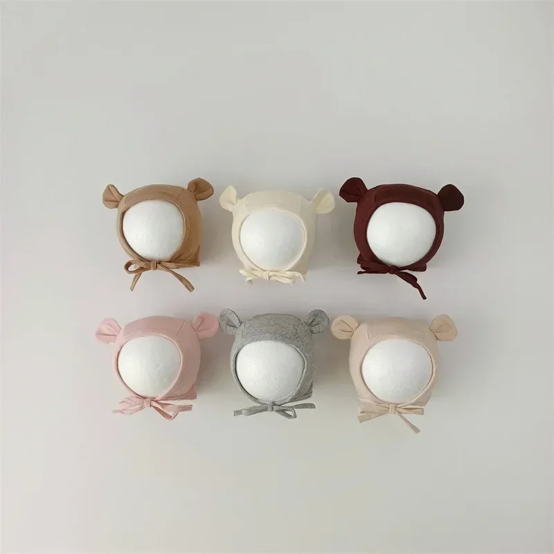 Newborn Hat Cute Cartoon Bunny Bear Ear Beanie for Infant Baby Boy Girl Korean Solid Color Baby Hat Spring Autumn Toddler Cap