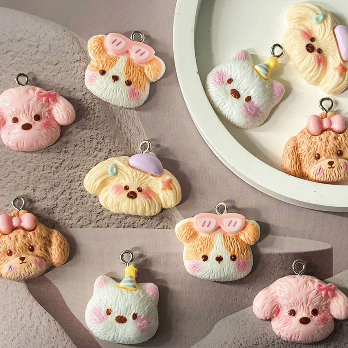 20Pcs Mini Cute Dog Resin Flat Back Cabochons Scrapbook DIY Party Hairpin Accessories DIY Accessories