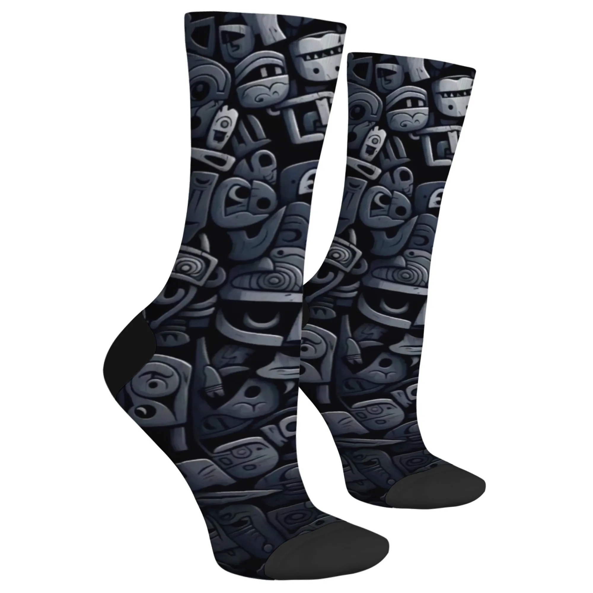 Novel Harajuku Retro Geometric Civilization Totem Print Men's Socks Comfortable Breathable Non-slip Socks Street Party Fun Gift