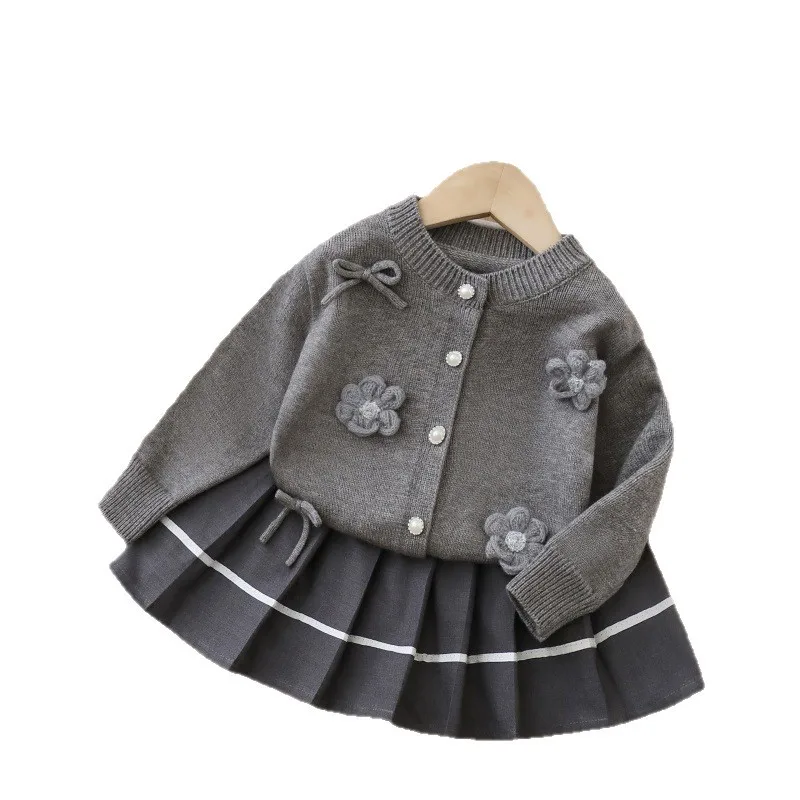 Suit Handmade Floral Small Fragrant Style Sweater Two-piece Set 2025 Autumn New Girls Sweater Cardigan Fashion and Versatile