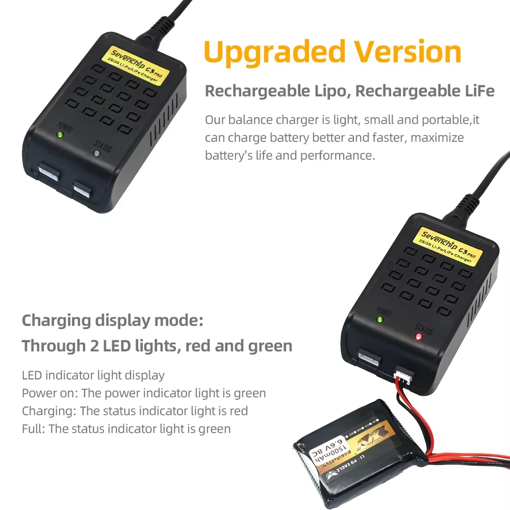 Sevenchip C3 Pro 10 واط شاحن ميزان صغير شحن الاتحاد الأوروبي/الولايات المتحدة التوصيل ل RC 7.4 فولت-11.1 فولت 2-3s يبو الحياة بطارية التحكم عن بعد سيارات لعبة #6