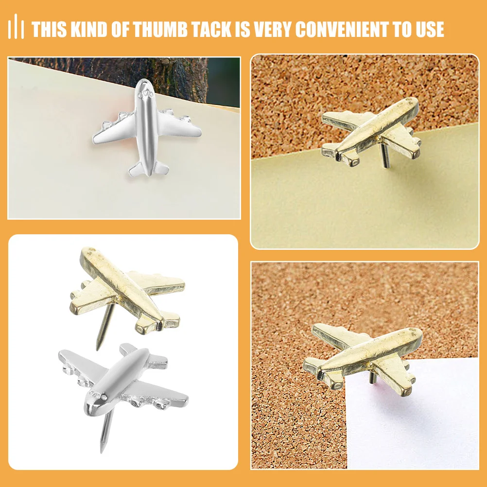 24 قطعة طائرة معدنية دبابيس ضغط الإبهام الزخرفية للوحة الإعلانات لوحة الفلين خريطة مكتب المدرسة ديكور المنزل