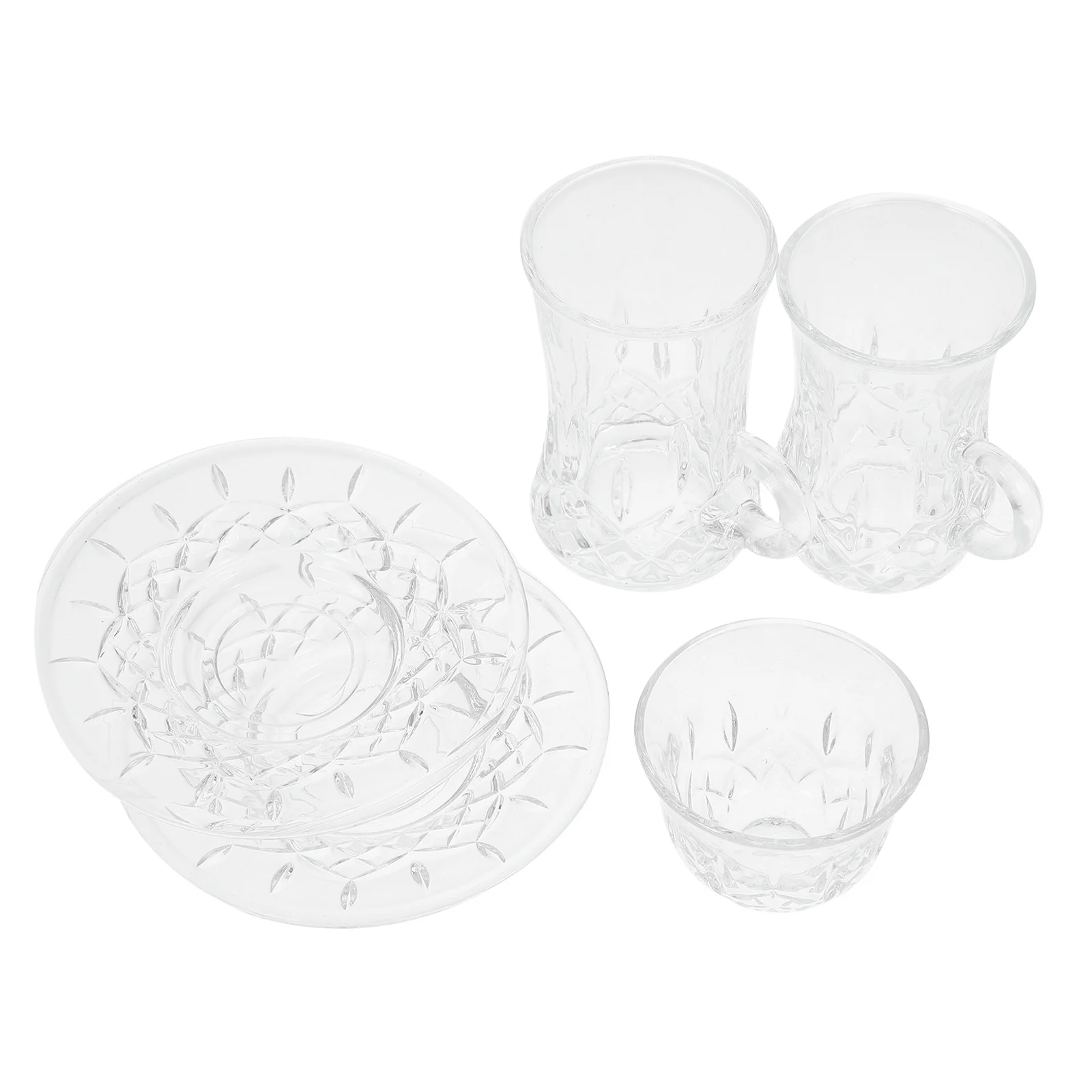 

Glass Coffee Cup and Saucer Set Turkish Tea Glass Vintage Teacup Mugs Clear Tableware Hot Drinks Small Communal Mug Latte Cup